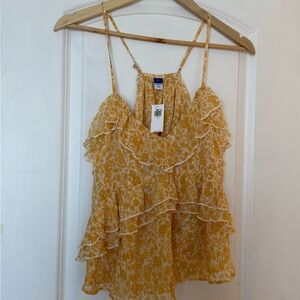 Floral Yellow Ruffle Top
